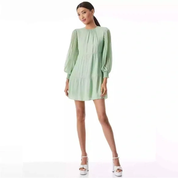 ALICE + OLIVIA Antoinette Pleated
Long Sleeve Dress Size Large - Picture 3 of 13
